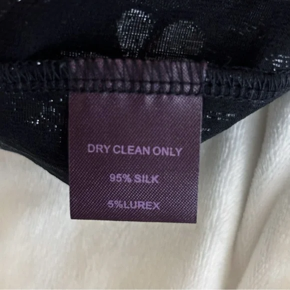 Hale Bob Beaded Burnout Silk Blouse Medium Black Summer Luxury - Picture 6 of 6